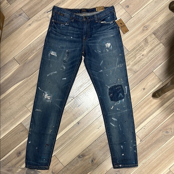 Ralph Lauren Slim Fit Paint-Splatter Jeans